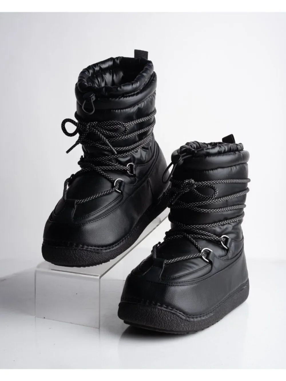 Zara Womens Boots Quilted Ankle Ski Collection black US 6.5 EU 37 New 2700/410